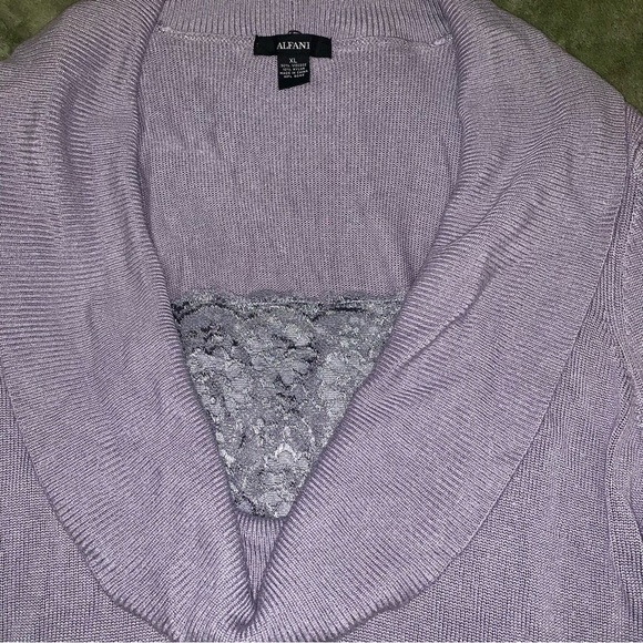 Alfani Purple Cowl Neck Sweater with Lace Cami Look (1 piece) - Picture 2 of 4